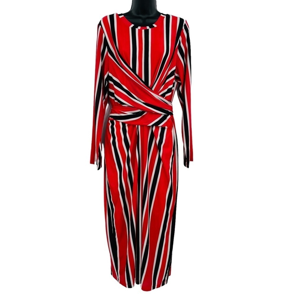 Eloquii striped Ottoman tie back midi dress cross front New women's size 20